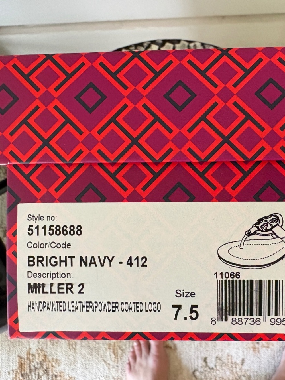 Tory Burch Miller Sandals Women's 7.5 Bright Navy NIB - Picture 8 of 8
